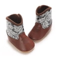 thumbnail image 7 of BOBOGOJP Baby Cowboy Boots Western Boots Toddler Cowboy Bootie Soft Sole Non-Slip Crib Shoes for Infant Boys Girls Silver for Size 3.5, 7 of 7