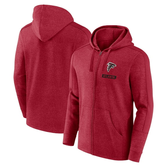 Men's-Fanatics  Heather Red Atlanta Falcons Gains Full-Zip Hoodie