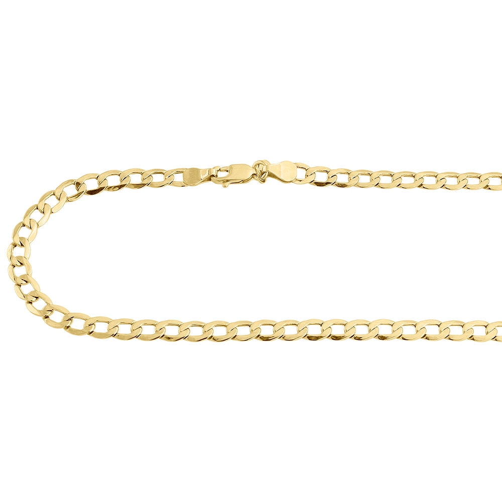 10K Yellow Gold 5.40mm Plain Hollow Cuban Curb Chain Link Necklace 20 Inches