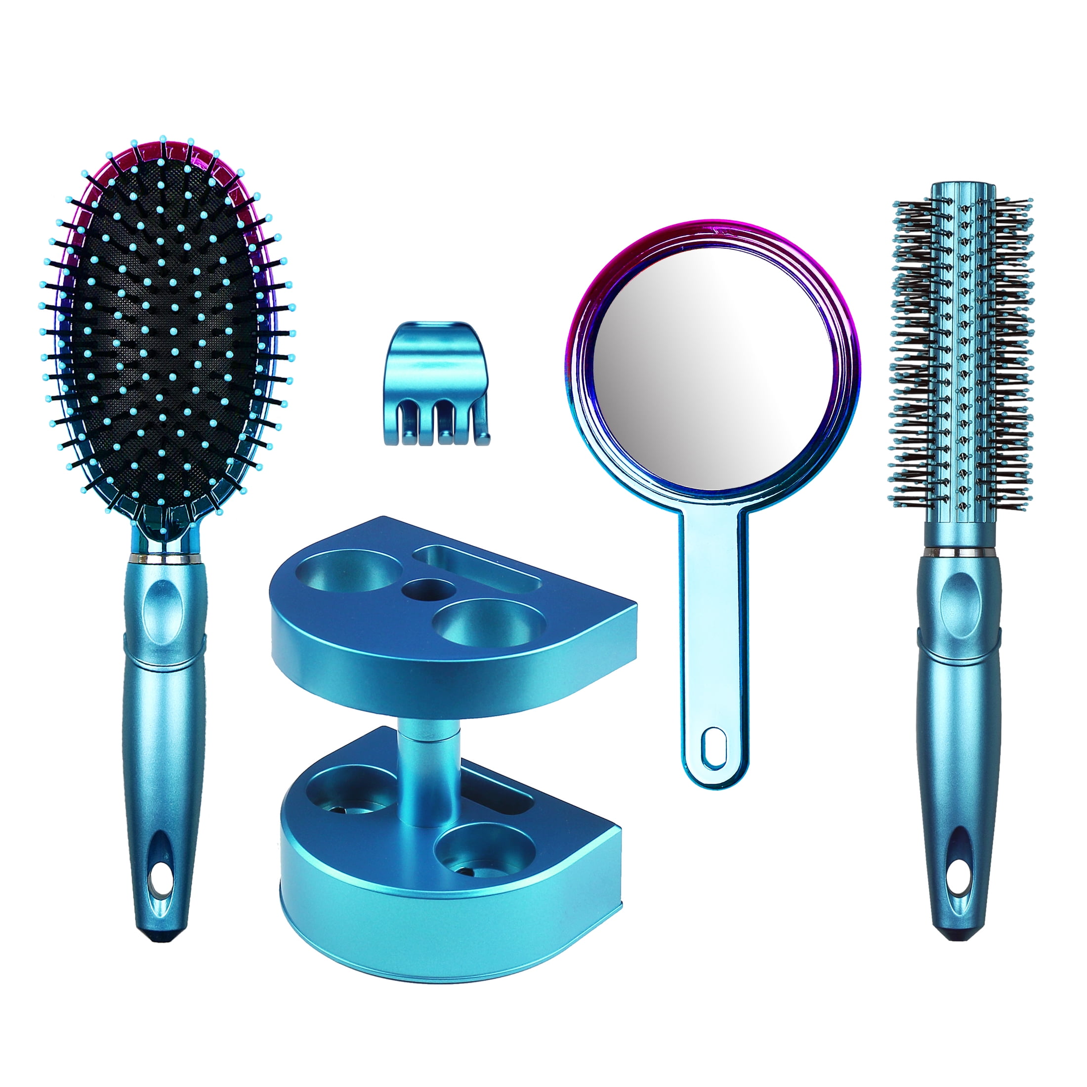 (2 pack) Blue 5-Piece Hairbrush Set