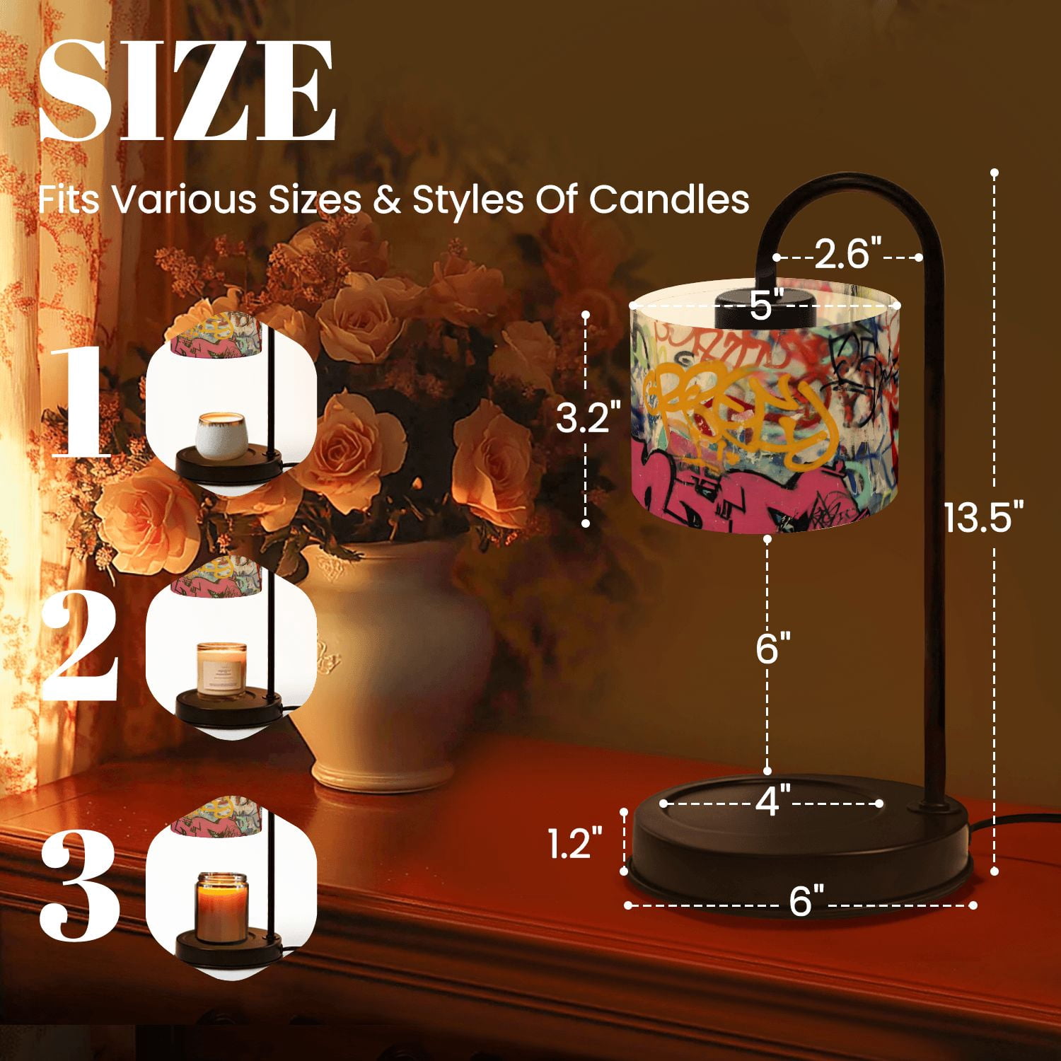 Candle Warmer Lamp with Timer Dimmer Graffiti Candle Lamp Warmer for Jar Candle with 4 Bulbs Gifts for Women House Warming Gifts