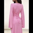thumbnail image 4 of Vestido de Invitada de Boda para Mujer, Larga, Ajustado, de Punto Acanalado, Maxivestido Formal de Otoño Rosa L, 4 of 9