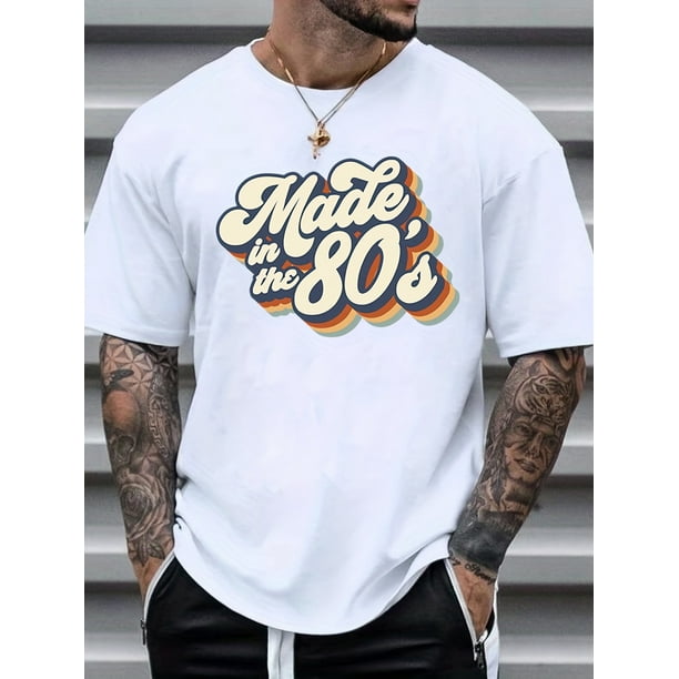 Men's Vintage Letter Print Round Neck Graphic Tee, Casual Half Sleeve T-shirt, Summer Clothes Men, Ladies Summer T Shirts Top for Daily Wear, Tops for Unisex