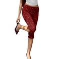 thumbnail image 2 of Women Y3k Side Split Capri Pants Polka Dots Low Rise Fitted Cropped Leggings Casual Stretchy Dressy Capris Going Out, 2XL, 2 of 8