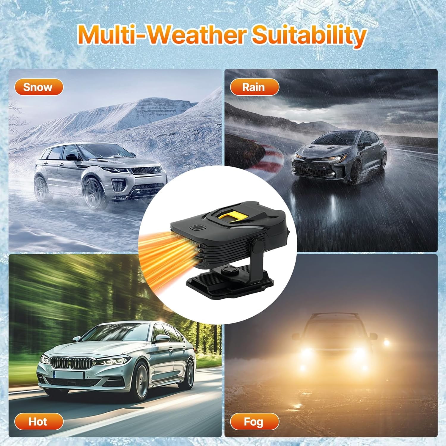 Car Heater,Upgraded 12V Portable Car Heater & Windshield Defroster,2-in-1 Fast Heating & Cooling Fan with 360° Swivel Base,Plug-in Auto Car Heaters for Vehicle,SUVs,Trucks & RVs
