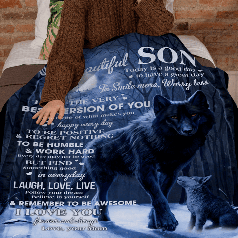 Personalized To My Mom Wolf Lovely Blanket From Son To My Mom You Are The Greatest  Mom On Earth Wolf Blanket G… in 2023