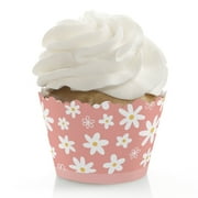 Big Dot of Happiness Pink Daisy Flowers - Floral Party Decorations - Party Cupcake Wrappers - Set of 12