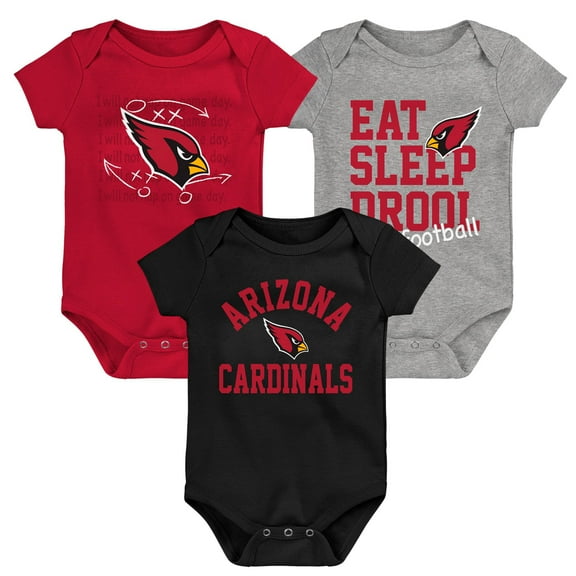 Newborn & Infant Black/Cardinal/Heather Gray Arizona Cardinals Three-Pack Eat, Sleep & Drool Retro Bodysuit Set