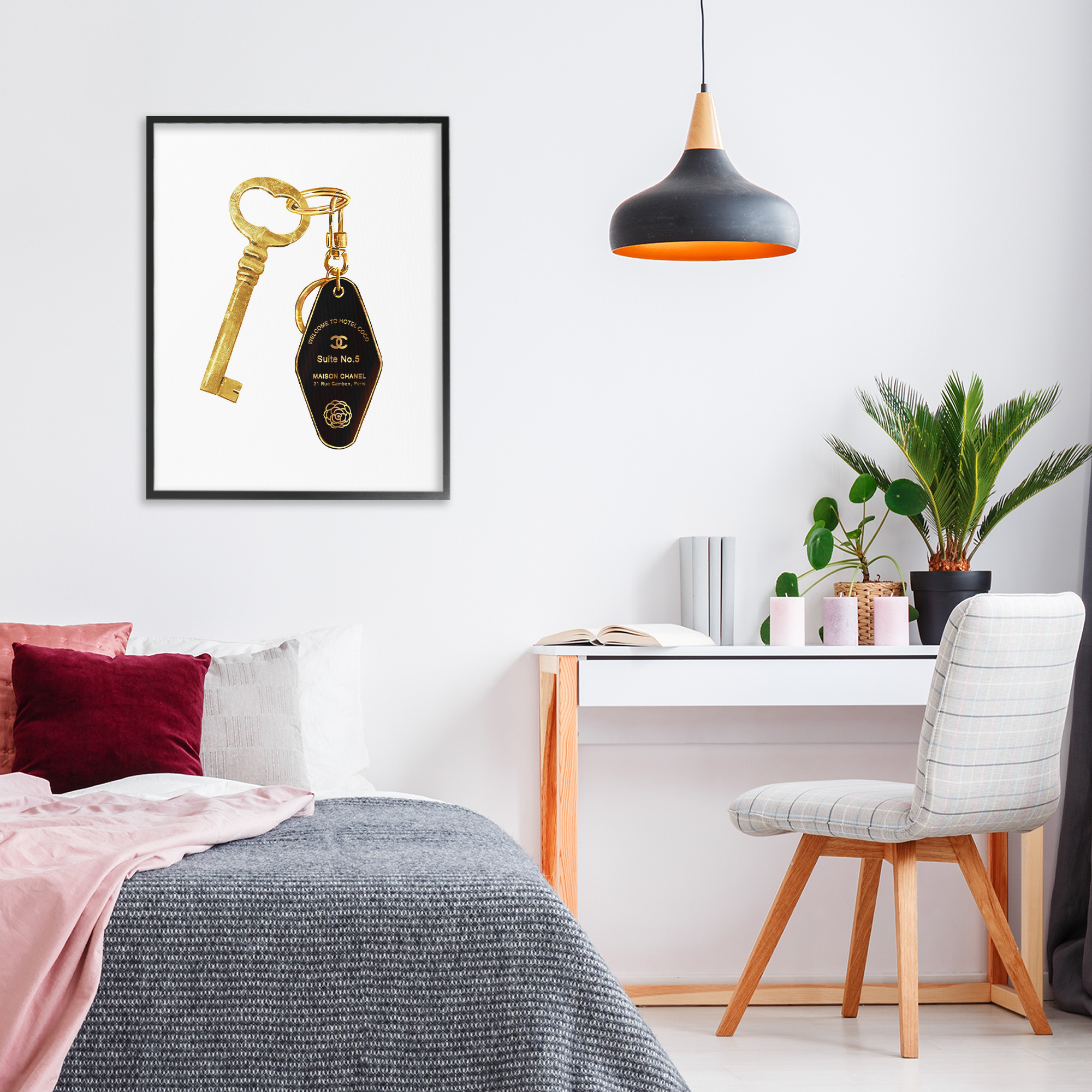 Luxury Fashion Key Black Framed Giclee Art, design by Ziwei Li