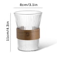 thumbnail image 2 of Taza De Vidrio De Boca Ancha Taza De Café Vertical Anti-Escaldado Líneas Verticales De Boca Ancha Taza De Agua De Vidrio Con Anillo De Sujeción Redondo De Bambú Para Restaurante En Casa Scienceny HA018875-00, 2 of 7