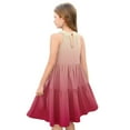 thumbnail image 4 of Abcomgle Girls Summer Dress Size 7-8 Casual Halter Neck Sleeveless Girls Dresses Gradient A-line Sundresses Loose Swing Dresses 5-6 Years,Vermilion, 4 of 7