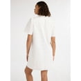 thumbnail image 3 of Free Assembly Women’s and Women's Plus Ruffle Neck Cotton Eyelet Mini Dress with Short Sleeves, Sizes XS-4X, 3 of 5