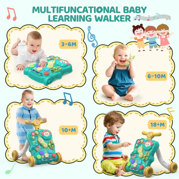 JoyStone Baby Push Walkers, Kids Multiple Activity Center, Lights, Music, Early Learning Push Toys, Toy Gift for Infant Boys Girls, Green