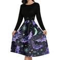 thumbnail image 4 of WTOBBY Women's Vintage Halloween Printed Party Gown Dress with Round Neck, Long Sleeves, and Formal Design for Evening Wear and Gothic Parties ,Black L, 4 of 4