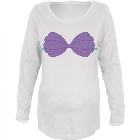 Halloween Purple Shell Bra Costume Maternity Soft T Shirt White X-LG