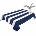 thumbnail image 2 of Navy Blue Stripe Table Cloth Waterproof Tablecloths, Modern Simple Geometric White Striped Tablecloth Dining Table Cover for Kitchen Party Tabletop Outdoor, Rectangle Tablecloth 52x70 Inch, 2 of 9