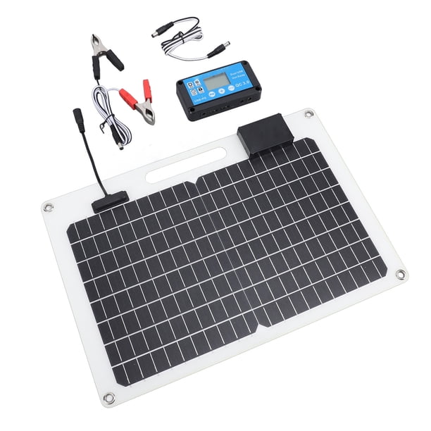 Controlador De Carga 100A, Puertos USB Duales Kit De Cargador De Panel Solar Compatible Con 12V 24V Alta Eficiencia Con Abrazadera Para Invernadero De Cerca De Garaje