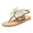 thumbnail image 2 of Wavsuf Flat Sandals for Women Bow Casual Summer Beige Thong Sandals Size 7.5, 2 of 6