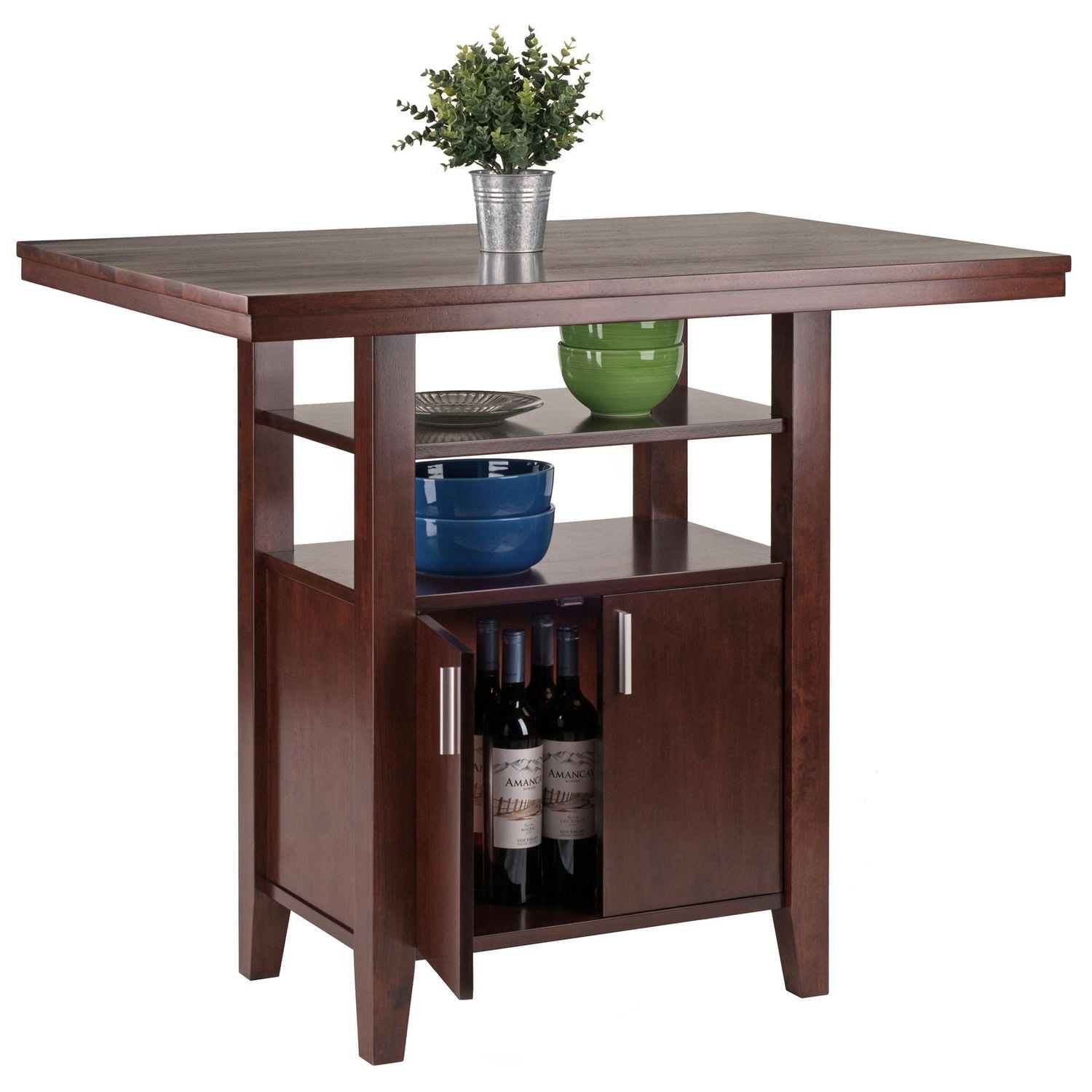 Winsome Albany 3-pc Set High Table w/Ladder Back Counter Stools