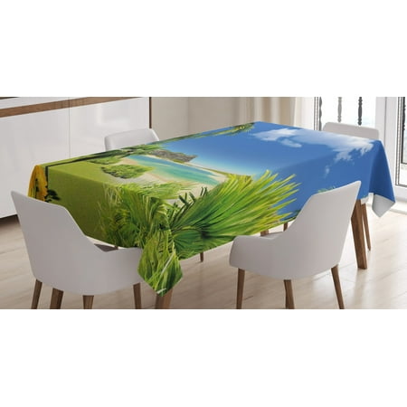 

Tropical Tablecloth Paradise Beach with Palm Trees in Exotic Island Happiness Coastal Charm Image Rectangular Table Cover for Dining Room Kitchen 52 X 70 Inches Multicolor by Ambesonne