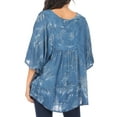 thumbnail image 2 of Sakkas Cleeo Long Wide Tie Dye Lace Embroidered Sequin Poncho Blouse Top Cover Up - Ink Blue - One Size, 2 of 5