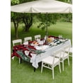 thumbnail image 3 of Outdoor Tablecloth with Umbrella Hole and Zipper, Red Black Plaid Christmas Rectangle Table Cloth 60x84 Inch Waterproof Tablecloth, Xmas Tree Snowman Snowflakes Picnic Table Cover for Patio Camping, 3 of 7
