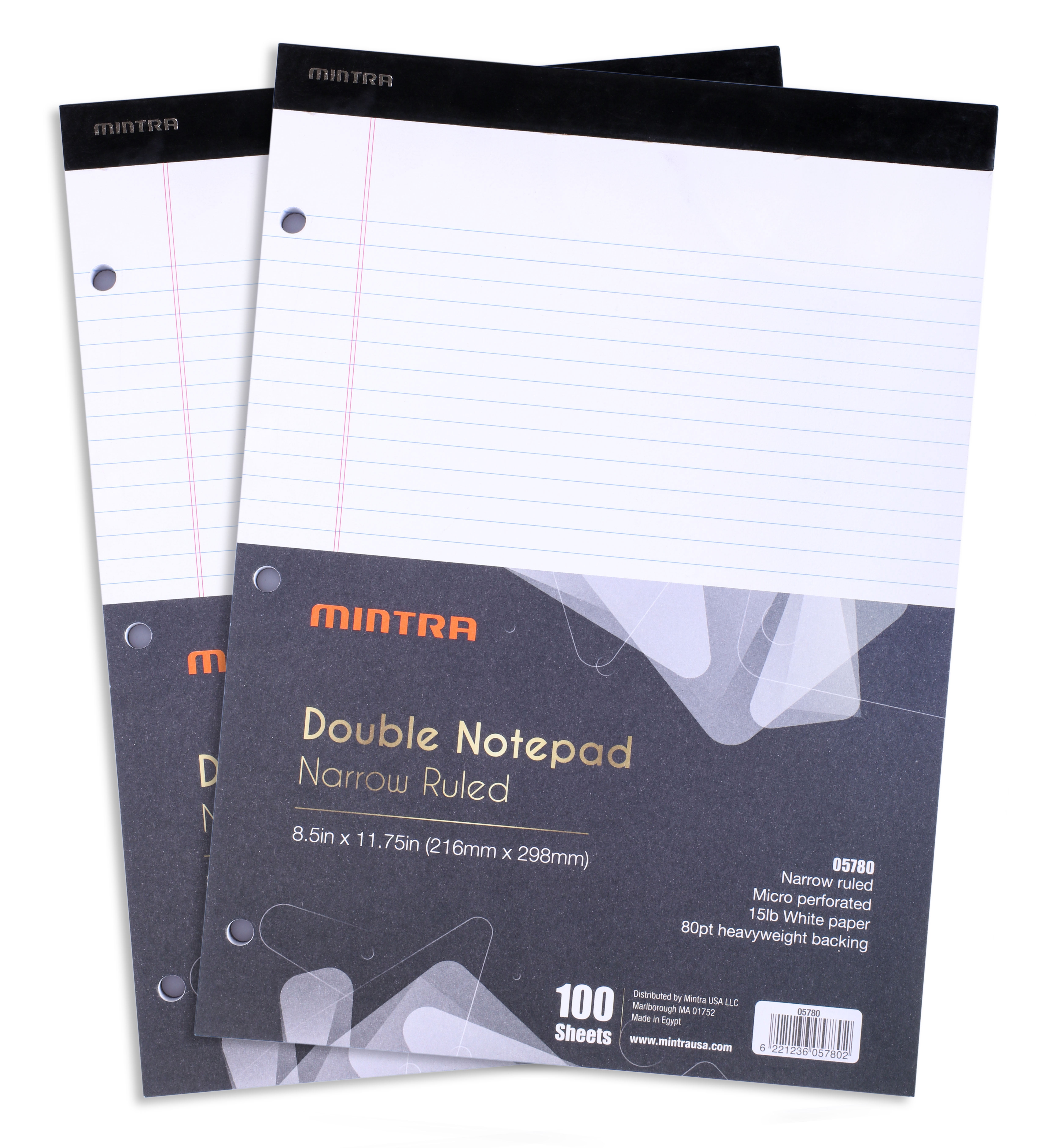 Mintra Office Legal Pads -(8088) 50 Sheets per Notepad (Double Pad (Narrow Ruled, White), 18pk (9-2 Pack)