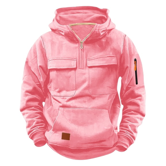 Ticikt Big Boys Quarter Zip Pullover America Cargo Sweatshirts with Hood Casual Comfy Soft Hoodie with Multiple Pockets