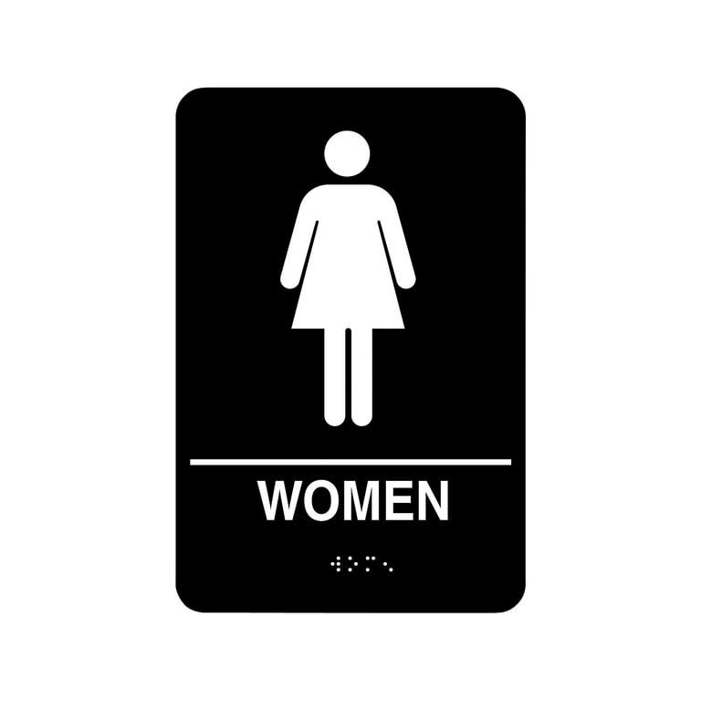 Indoor Restroom Door Sign, Men/Women, 5.9 x 9, Black/White, 2/Pack