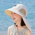 thumbnail image 2 of Summer Children's Hat for Boys and Girls Sunscreen Wide Brim Bucket Hat with Neck Fisherman Hat for Ages 4-10,Color:Beige, 2 of 4
