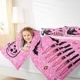 thumbnail image 3 of Feelyou Kawaii Horror Ghost Full Size Bedding Sets, Spooky Halloween Pumpkin Bat Full Size Bed in a Bag, Pink Black, Pink Reversible, 7pcs, 3 of 7