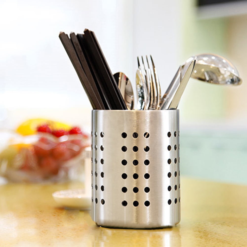Stainless Steel Cutlery Holder Drainer Storage Spoon Chopsticks