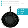 thumbnail image 3 of Sunnydaze Pre-Seasoned Cast Iron Skillet Set of 3 Cookware 6", 7", 10", 3 of 9
