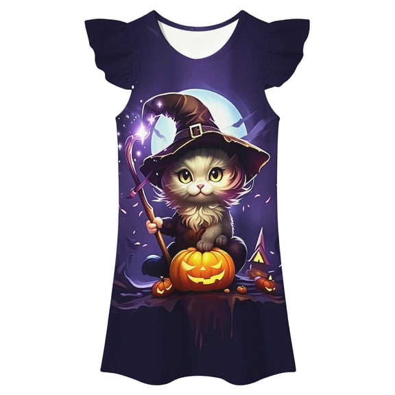 Gaexia Halloween Nightgowns,Soft Princess Pajama Dresses,Sleepwear Nightie,Flutter Sleeve Nightdress Dress