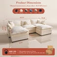 thumbnail image 2 of OLINOA 108" Modular Sectional Sofa with Double Ottomans, Ultra-Soft Chenille U-Shaped Sectional Couch, Deep Seat Convertible Sofa Bed with Side Pockets & Extra Pillows for Living Room, Off White, 2 of 9