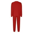 thumbnail image 5 of Family Pajamas Matching Sets Christmas Pjs Set Solid Color Long Sleeve Shirt and Pant Loungewear Sleepwear (Dad:M, Red #1), 5 of 6