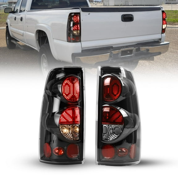 Pair LED Tail Lights Fit for 1999-2006 Chevy Silverado 1500 2500 3500 Black Clear Lens