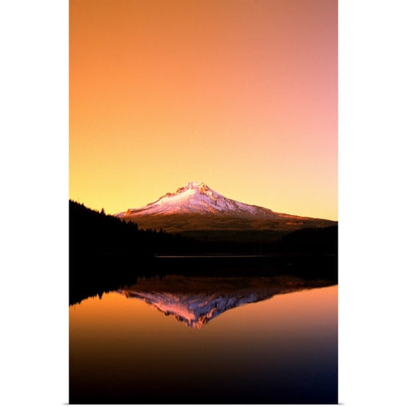 Great BIG Canvas | Rolled Craig Tuttle Poster Print entitled Sunset At Trillium Lake, Mt. Hood, Oregon, Usa