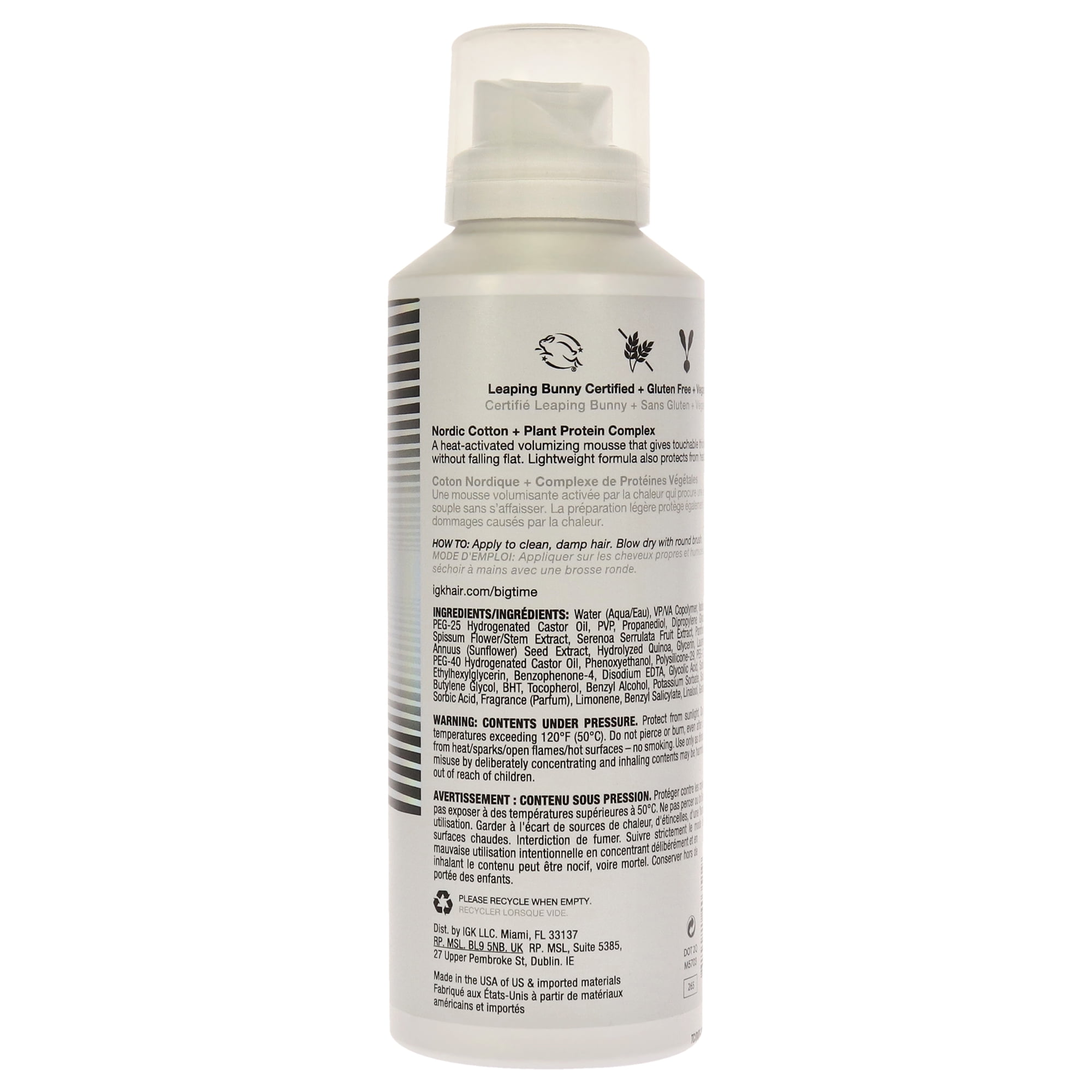 IGK Big Time Volume and Thickening Mousse, 6 oz Mousse
