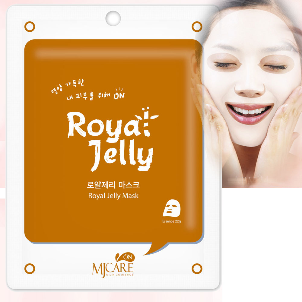 Pack of 10, The Elixir MJ Care On Korea Essence Full Face Facial Mask Sheet Royal Jelly