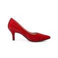 thumbnail image 3 of BLISSFUL STEP Women's Pointed Toe Printed Slip on Kitten Heel Pumps Red 9, 3 of 6