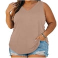thumbnail image 1 of StSilkitty Plus Size Tank Tops for Womens Solid Color Loose V Neck Blouses Summer Beach Lightweight Soft Shirts, 1 of 7