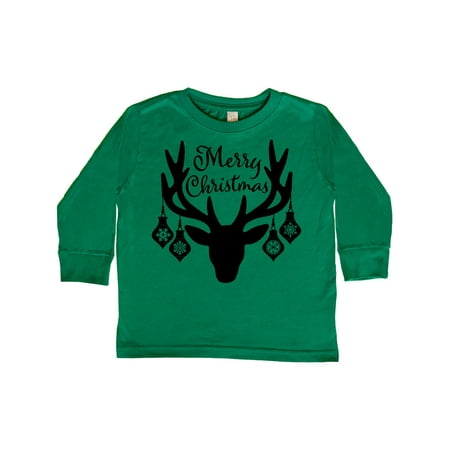 

Inktastic Merry Christmas Reindeer Antlers with Ornaments Gift Toddler Boy or Toddler Girl Long Sleeve T-Shirt