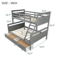 thumbnail image 4 of Twin Over Full Bunk Bed with Two Storage Drawers, Ladder and Safety Guardrail for Kids Teens Adult, Wood Bunk Bed Frame for Bedroom Guest Room, Gray 78.7''Lx76.3''Wx62.3''H, 4 of 7