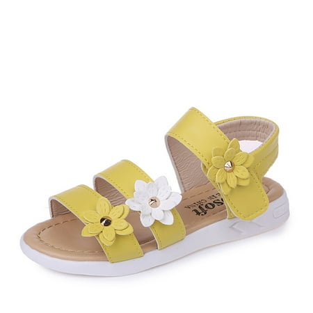 

nsendm Jelly Flip Flops for Kids Girls Shoes Toddler Non-Slip Baby Cross Rubber Kids Flower Sandals Sandals Baby Sandal Yellow 18 Months