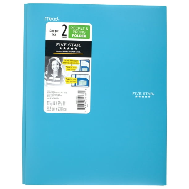 Five Star StayPut Pocket & Prong Folder, Teal (34167)