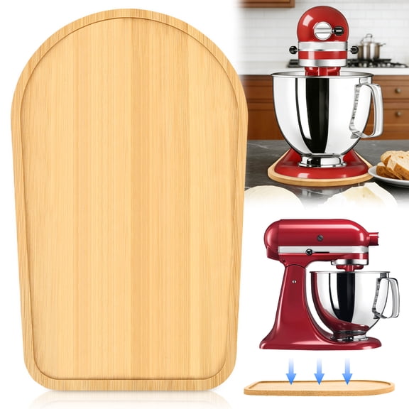 Austok Bamboo Mixer Slider for 4.5/5 Quart Tilt-Head Stand Mixer Easy to Move Kitchen Appliance Slider Tray
