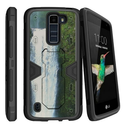 LG K7 | LG Tribute 5 Dual Layer Shock Resistant MAX DEFENSE Heavy Duty Case with Built In Kickstand - Beautiful Waterfall
