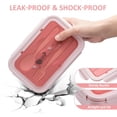 thumbnail image 4 of Aoznliie Bento Box, Portable Divided Lunchbox with Heat Sealed Lid & Cutlery,Microwave Safe in Pink,9x6x3 inch, 4 of 7