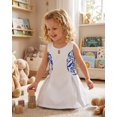 thumbnail image 3 of Girls White and Blue Floral Sleeveless Cotton Knee Length Casual Dress 6 Years, 3 of 6